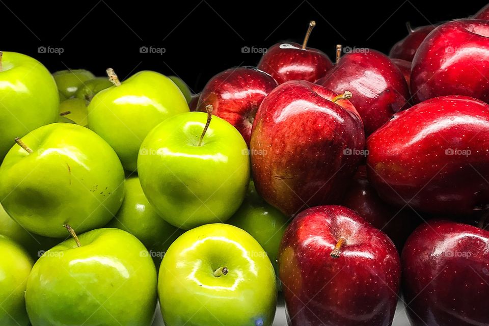 Close-up of red and green apples
