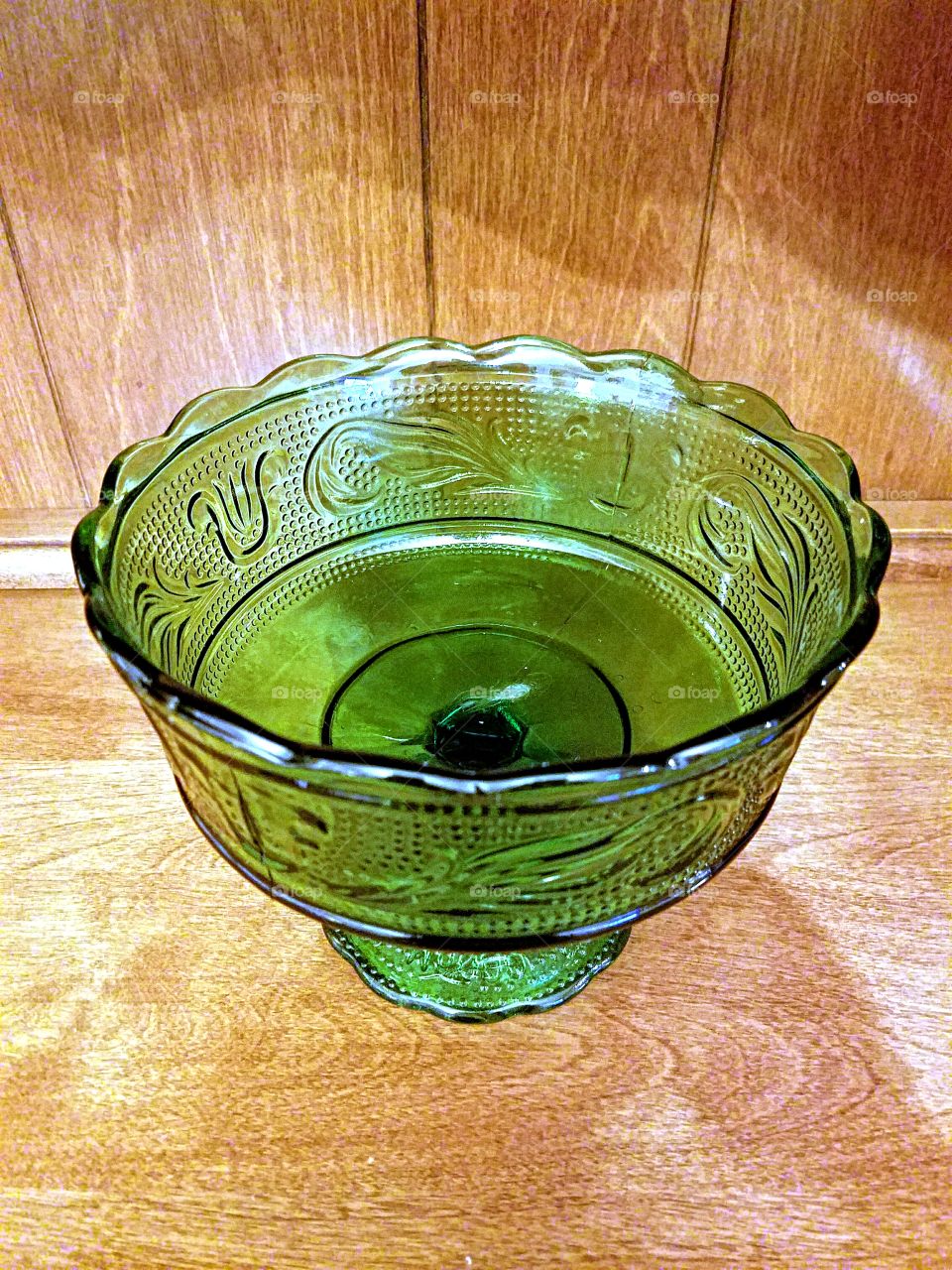 Emerald Green Footed Glass Bowl!