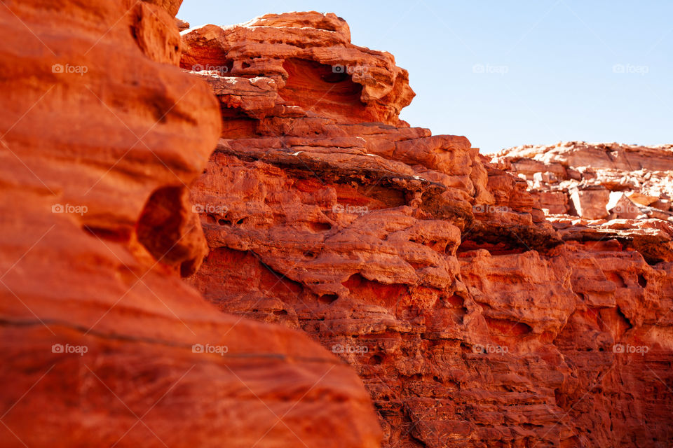 Beautiful wide angle view of amazing sandstone formations in Egypt.