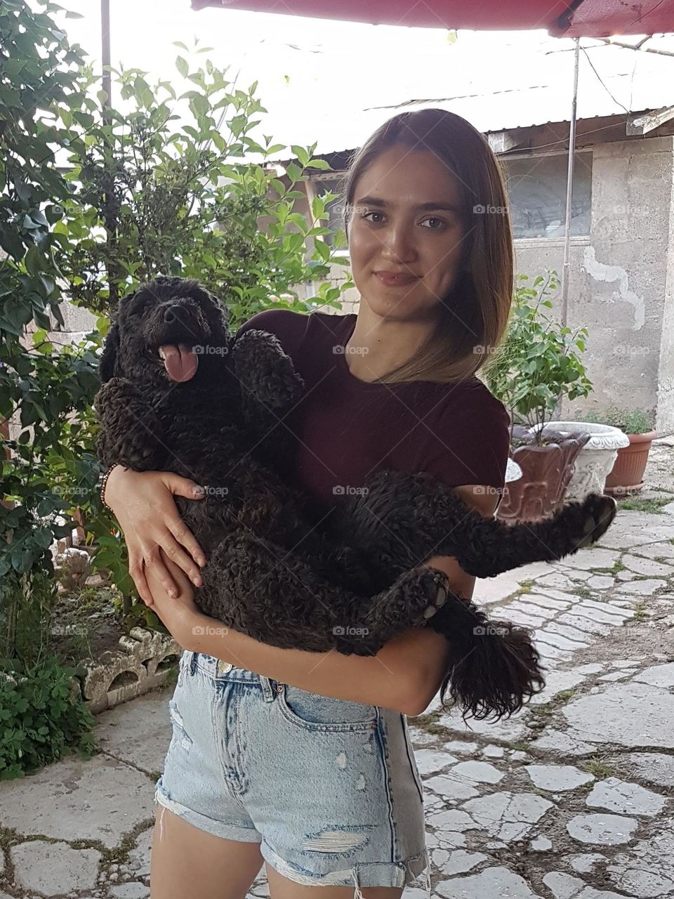 young girl portrait with Bobi the dog