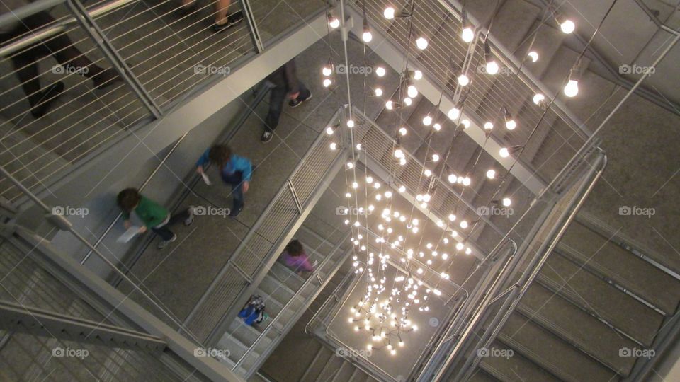Square Stairs & Long String Lights with People