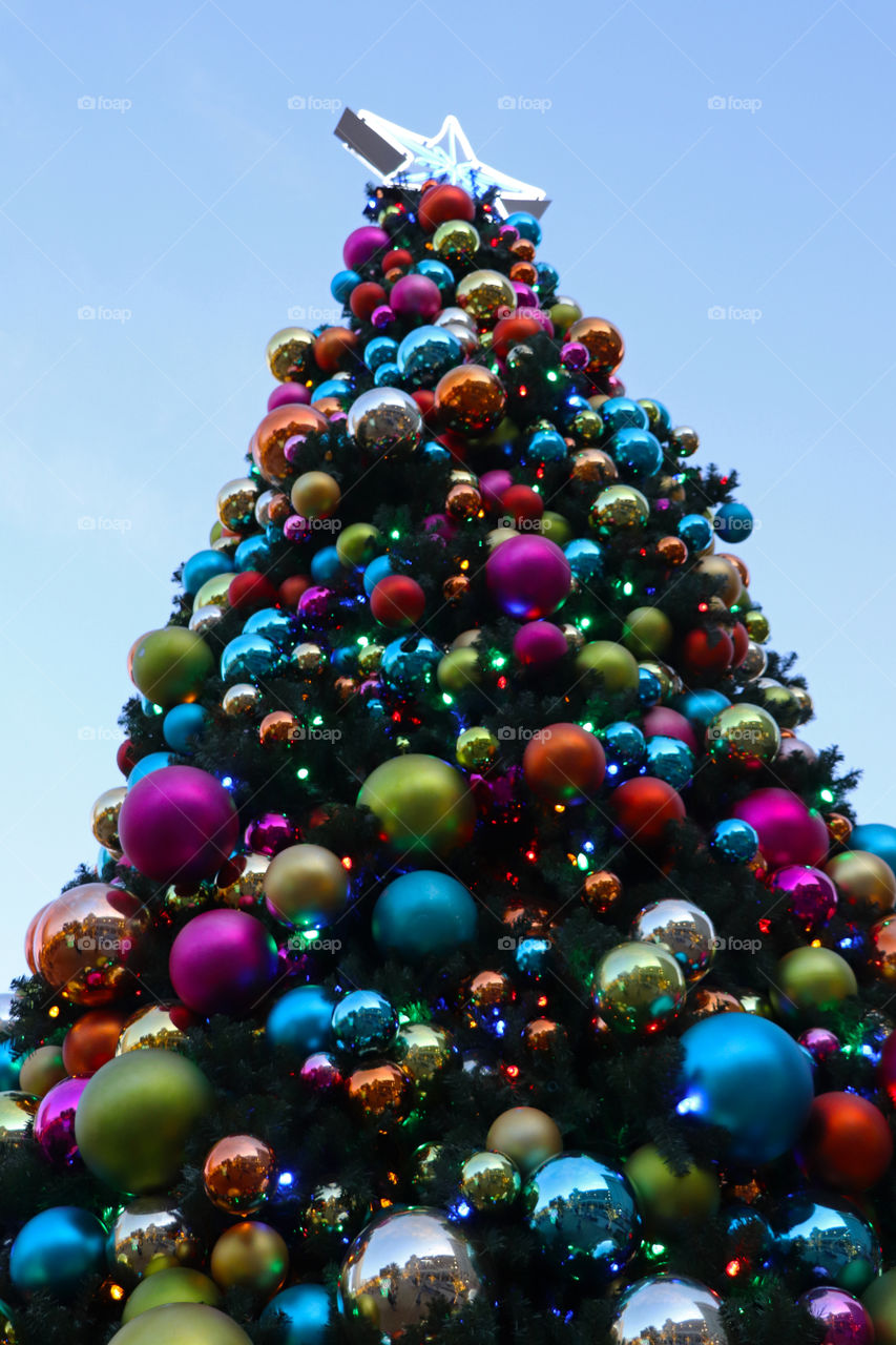 Christmas Tree decked with colorful ornaments