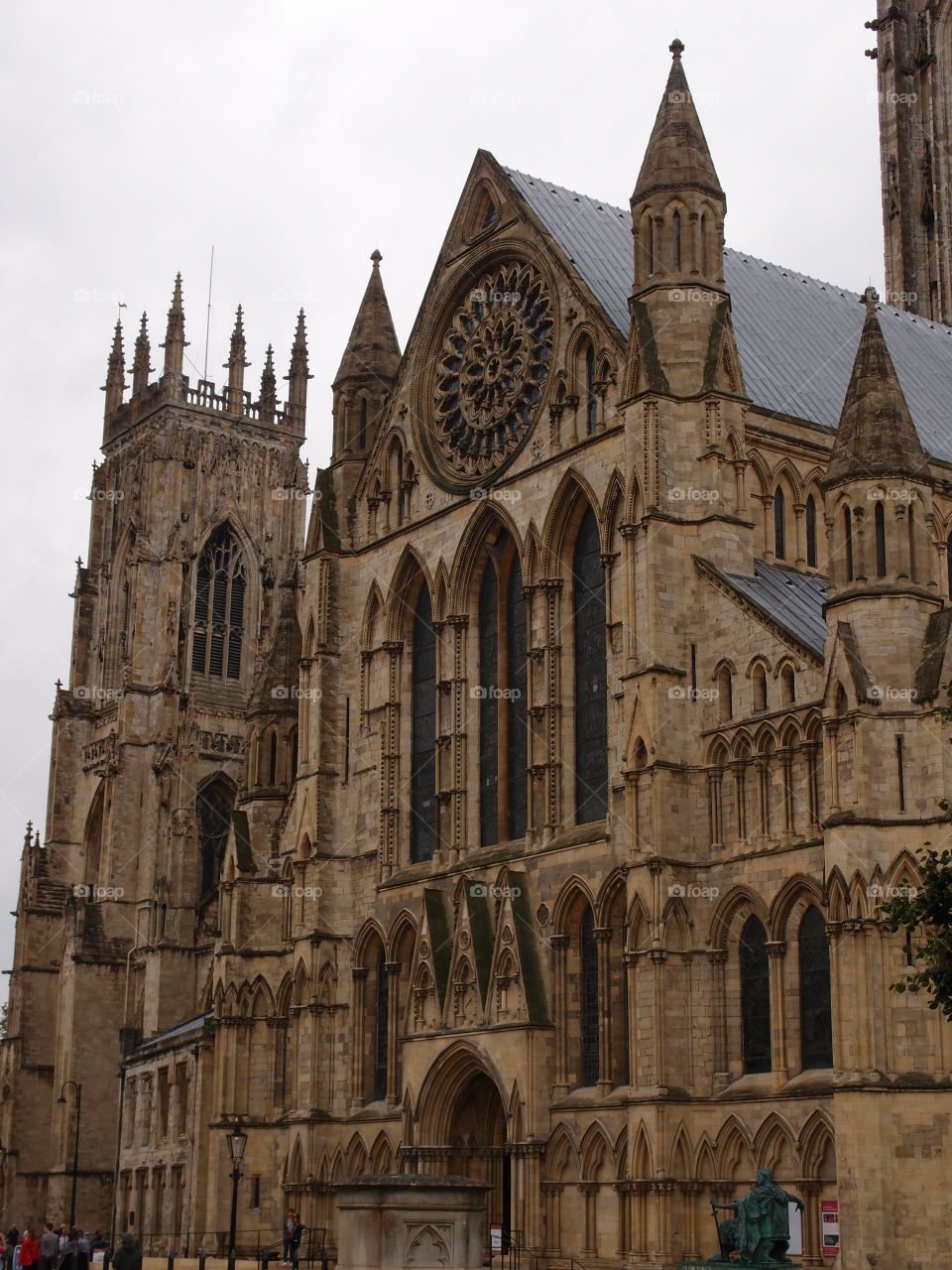 View of the famous York Minster with lots of people on summer vacation 