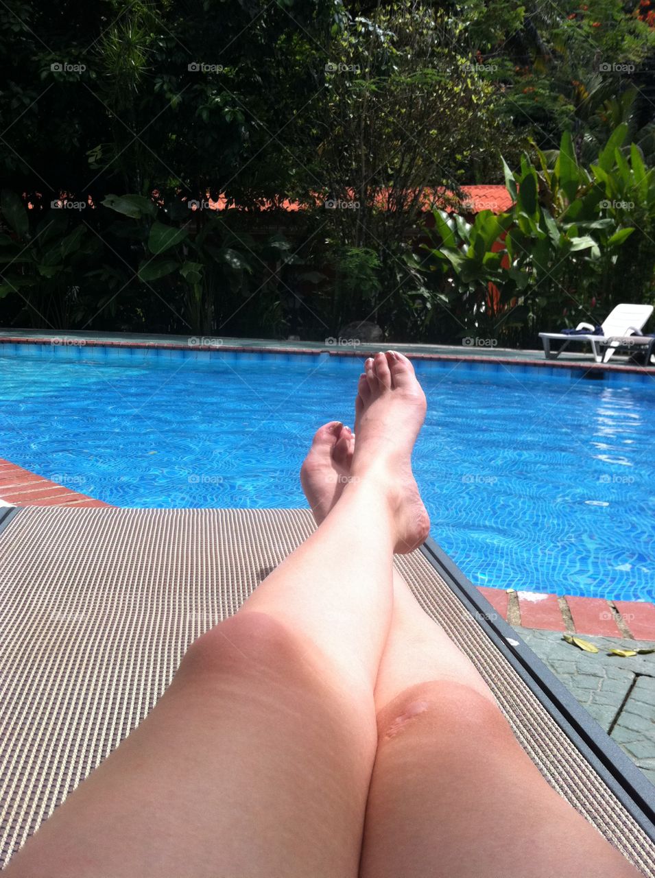 Relaxing on pool