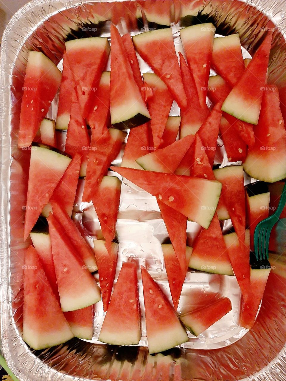 Watermelon shaped in triangles.