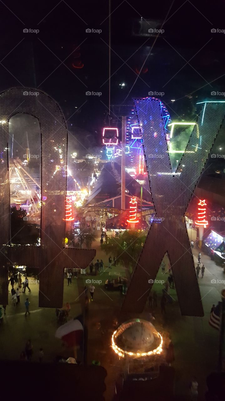 Skyway View of all the rides at the State Fair of Texas