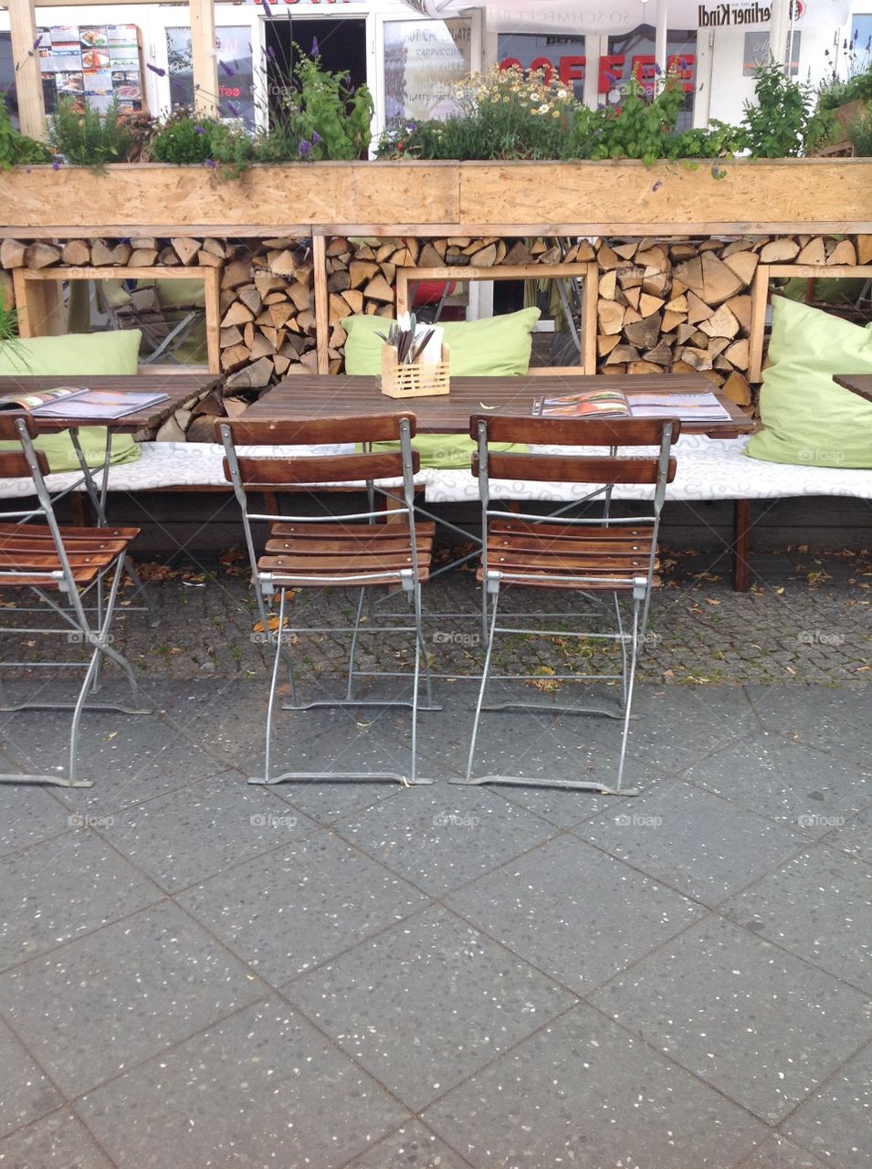 Berlin sidewalk cafe. Berlin sidewalk cafe in the summer.
Germany environmentally-friendly restaurant