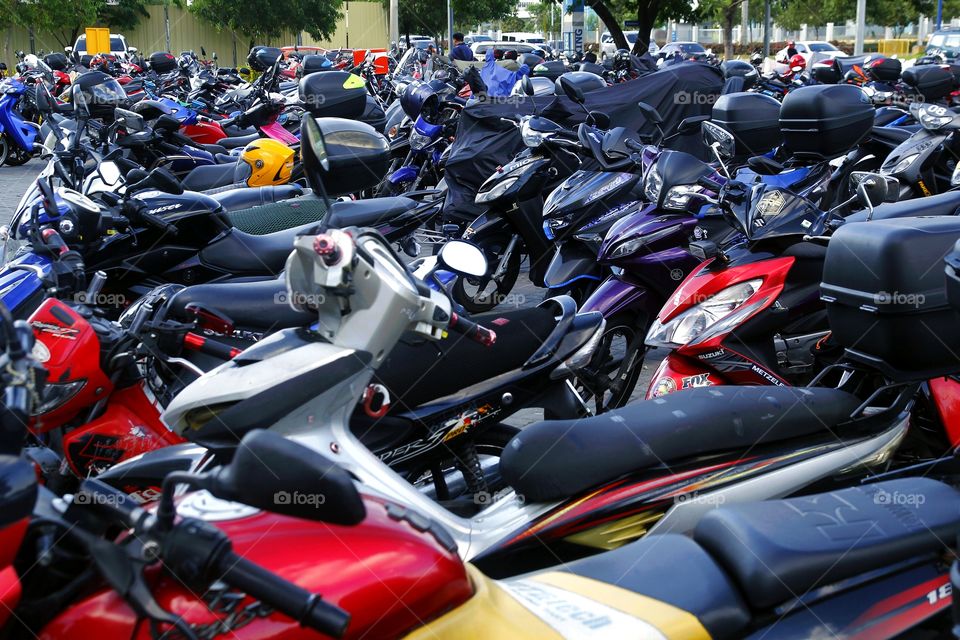 motorcycles in a parking lot