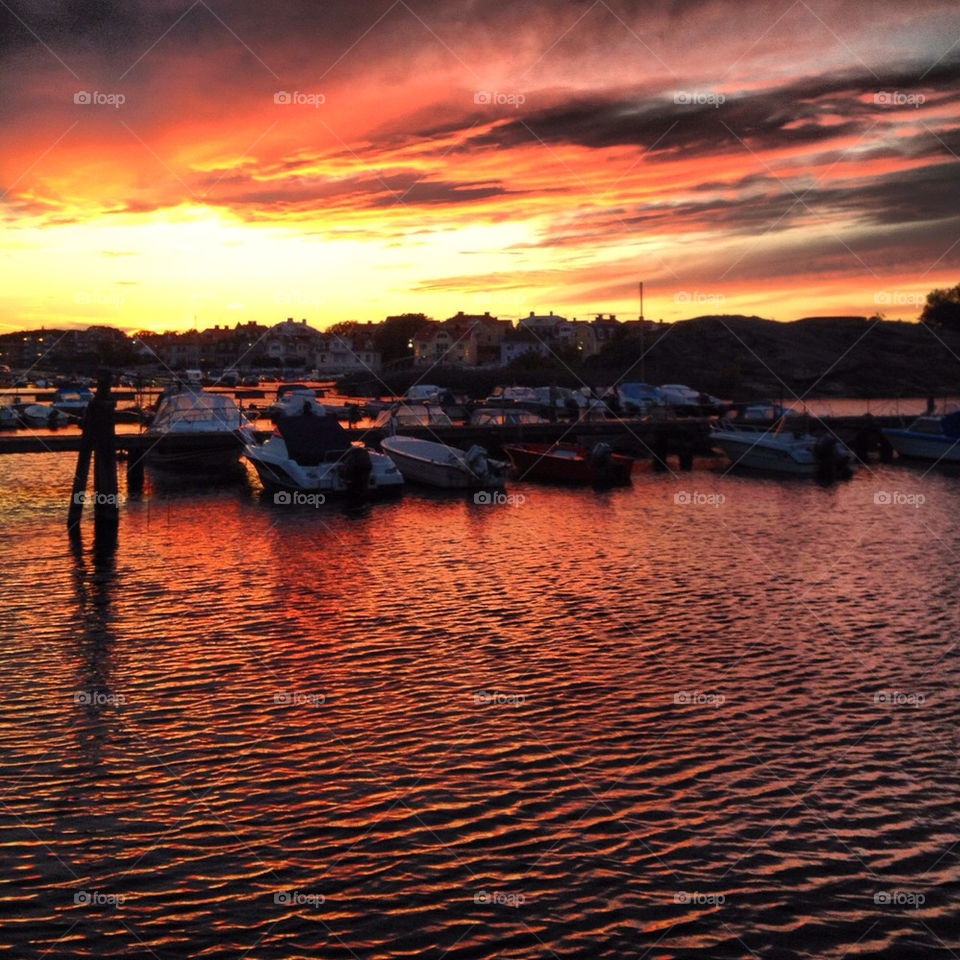 Solnedgång utanför Scandic i Karlskrona vid borgmästarekajen