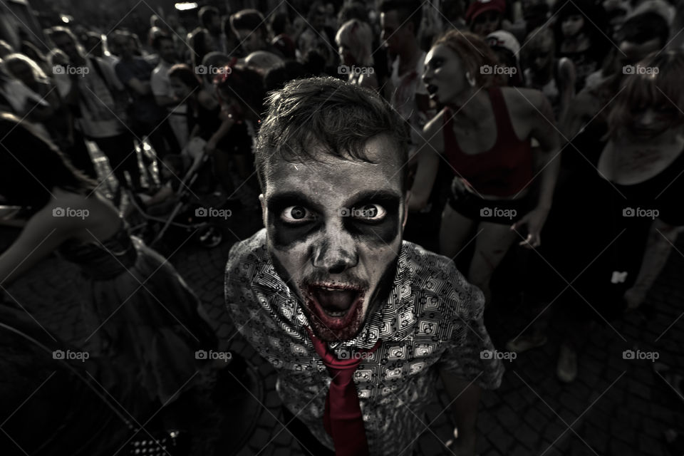 Zombie walk in Sweden. The undead took over the town of Malmö.