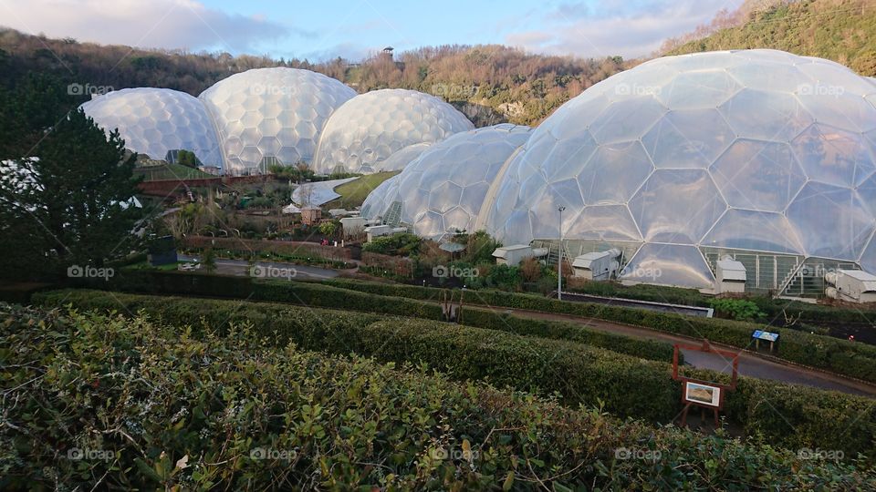 Eden project biomes Cornwall in winter