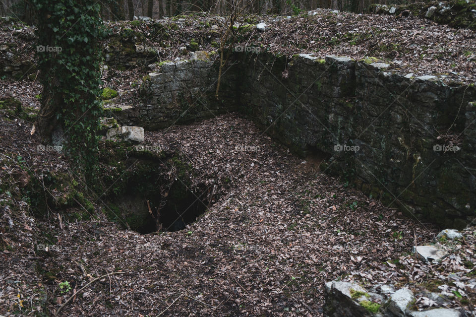 Entrance of a tunnel in ruins
