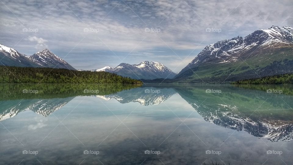 Alaskan mountains reflected on Lake