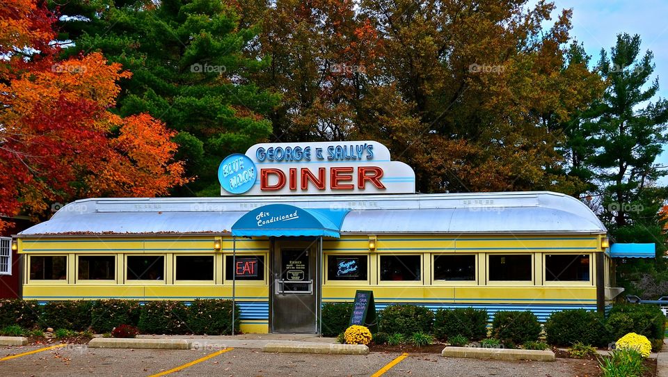 Yellow diner. Old fashion yellow diner