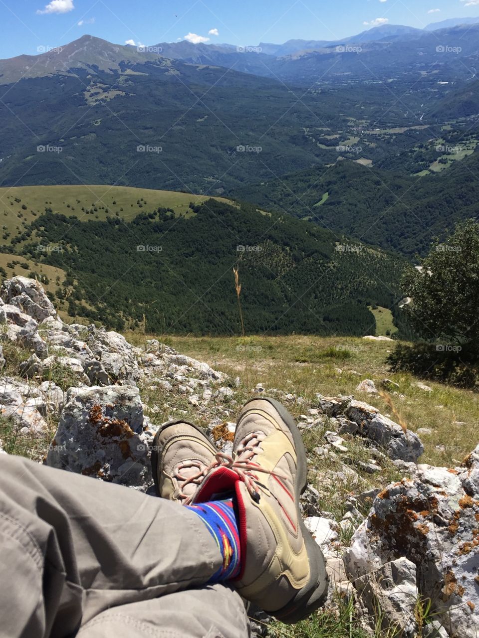 by resting hiking boots