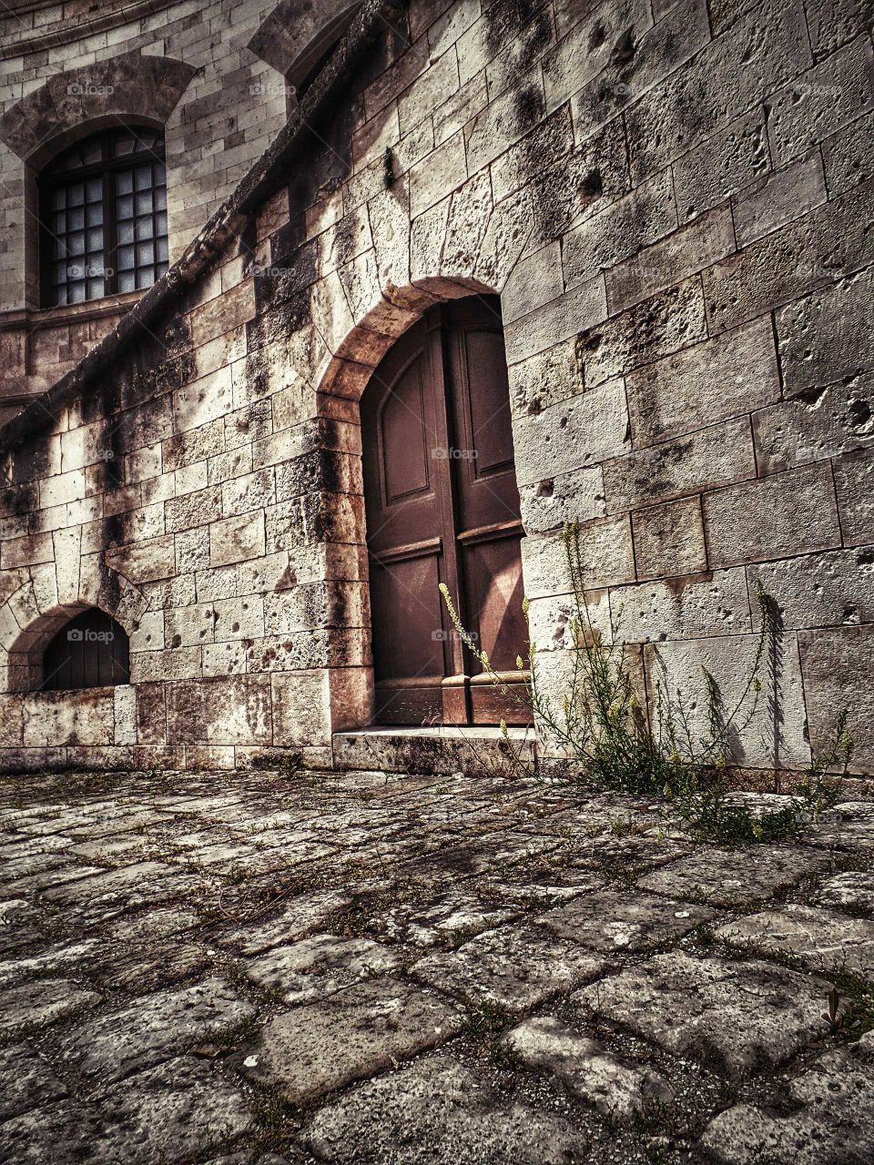 old door. a door in the  "trivalent tower" ingolstadt