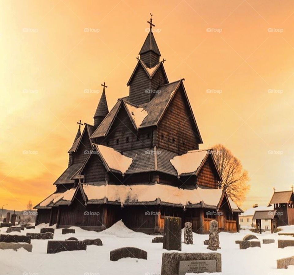 Beautiful Heddal Stave church in Norway.