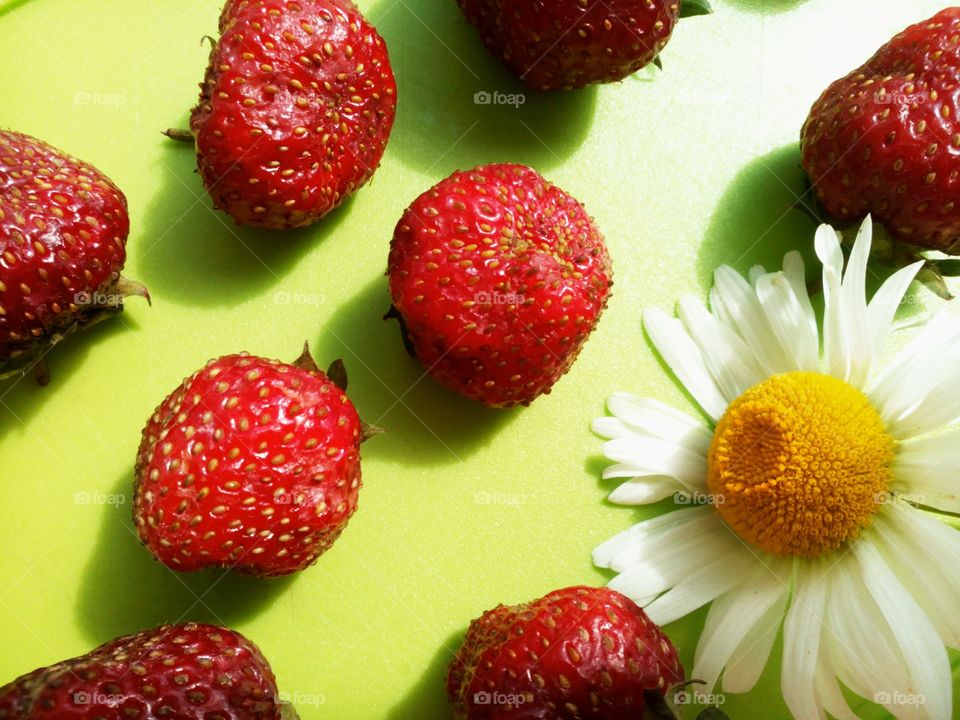 strawberries and flower summer time