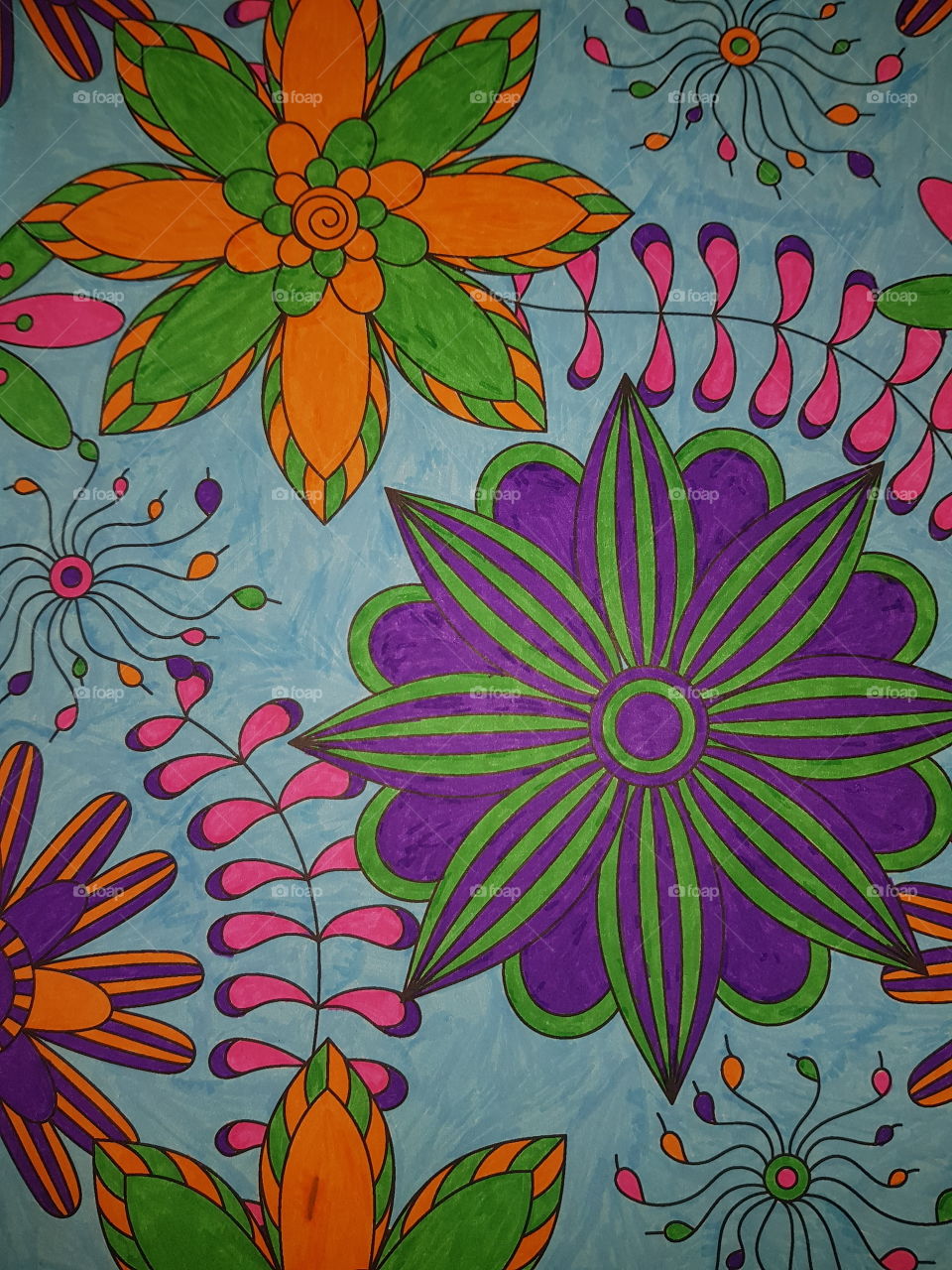 Nice colored flowers coloring page.