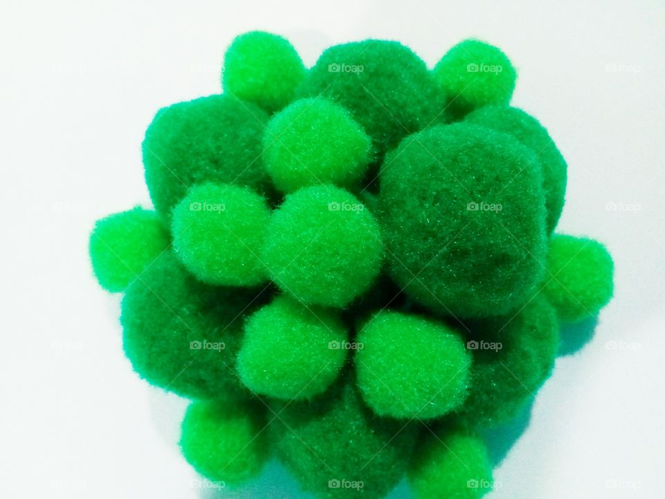 Green pom-poms