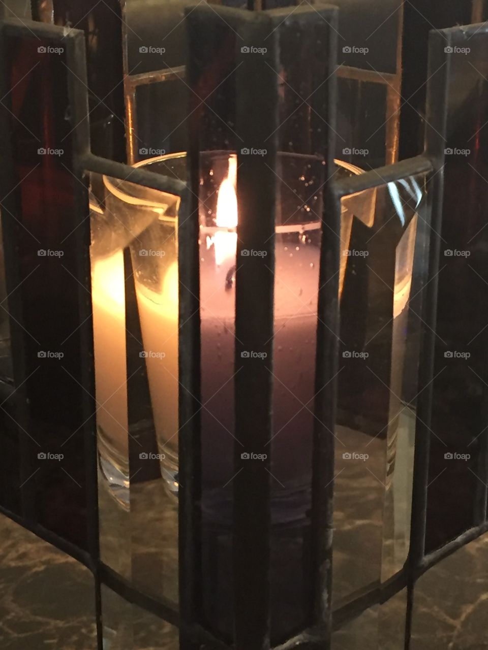 Optical stained glass candle holder close up no filter 