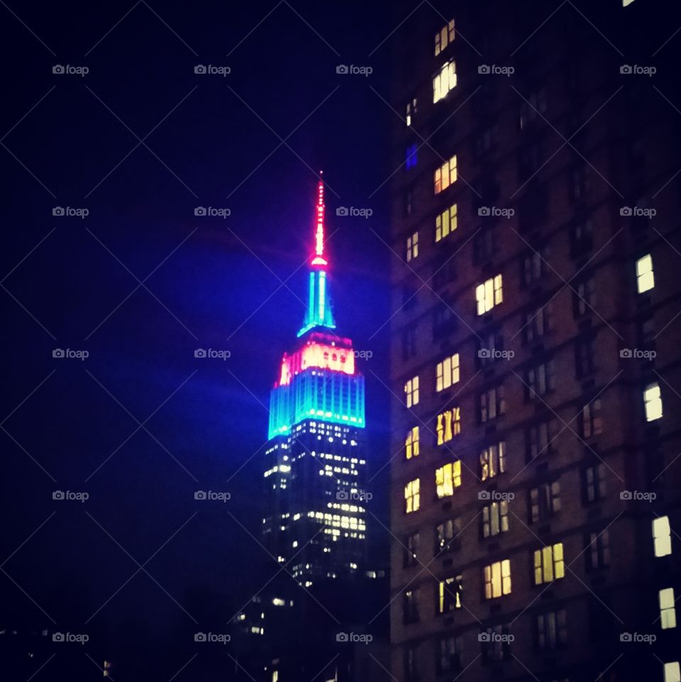Empire State Building - NYC - Red White & Blue