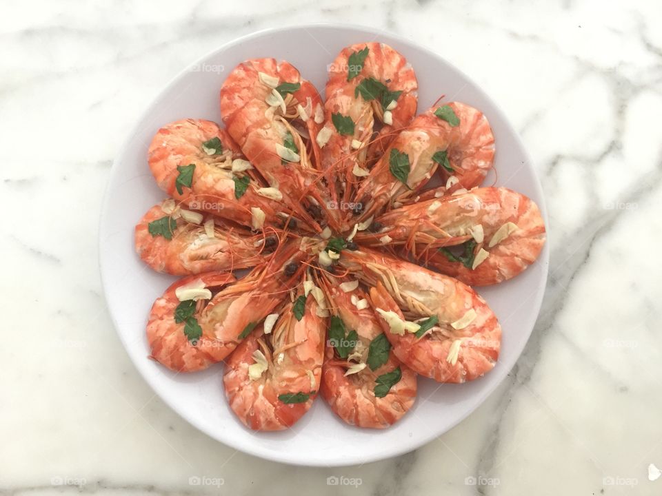 King prawn cooked in the oven