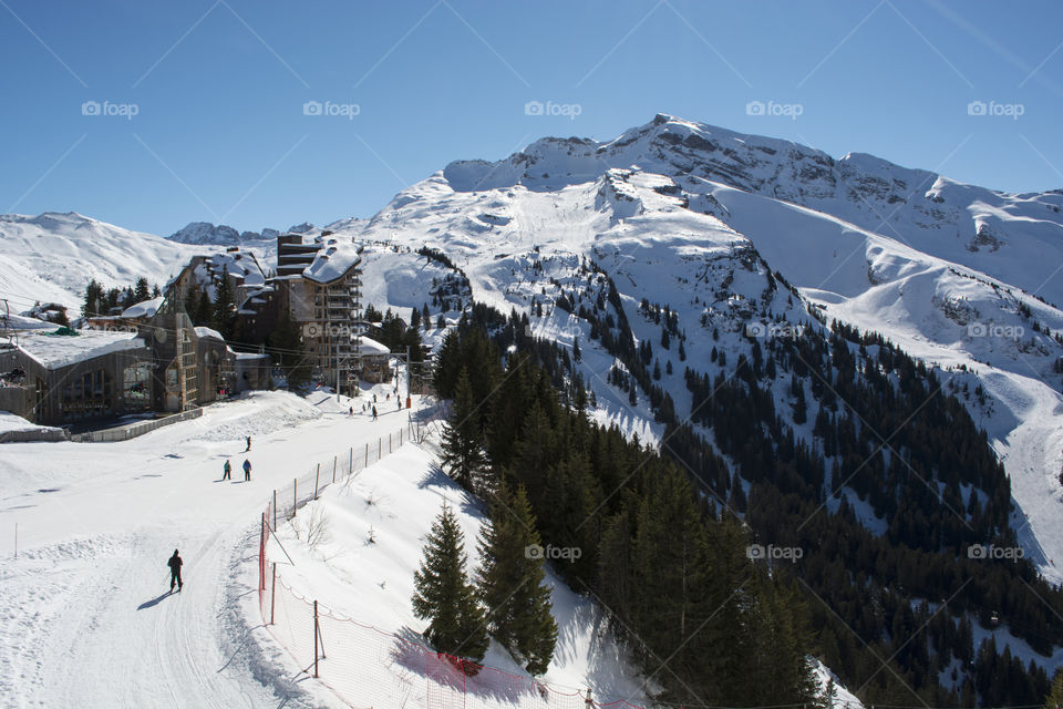 Ski resort in a sunny day