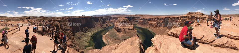 Panoramic picture of horseshoe bend, Arizona USA in summer