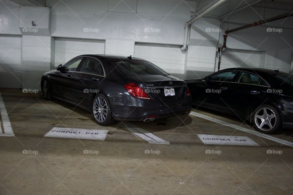 Terrible parking job in an underground garage