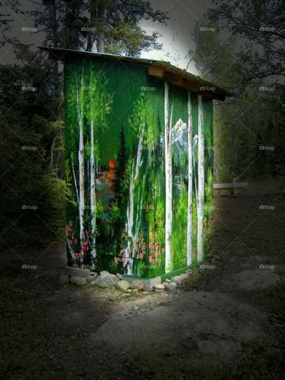 Hand painted Alaskan outhouse.