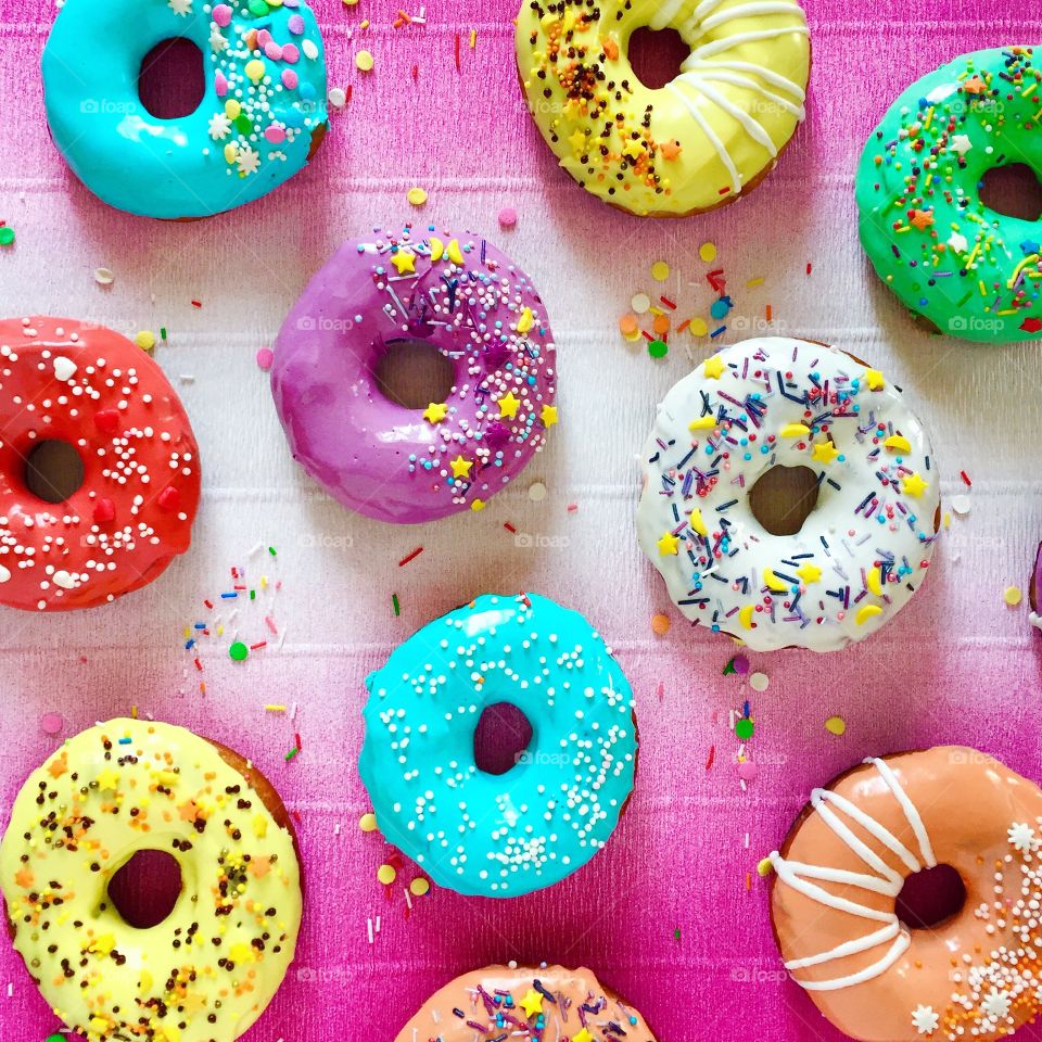 Delicious colorful donuts