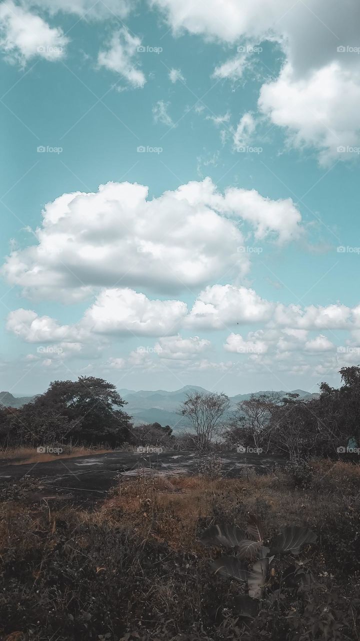 Kerala landscape with clouds sky