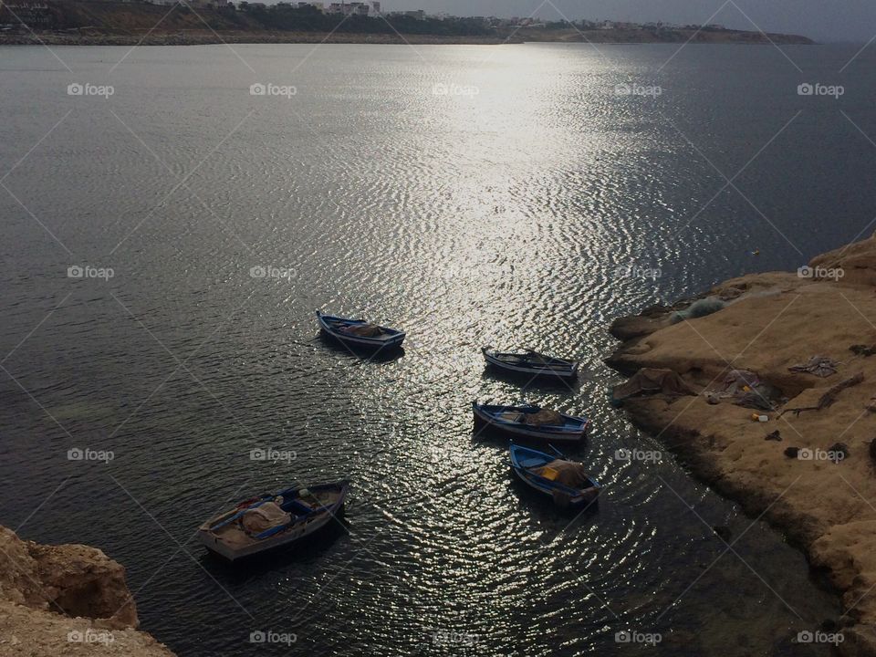 fishing boats. boats in sunset