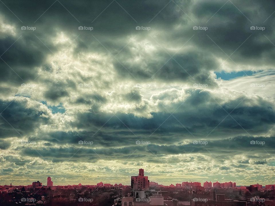 Storm clouds gathering over Brooklyn, New York 