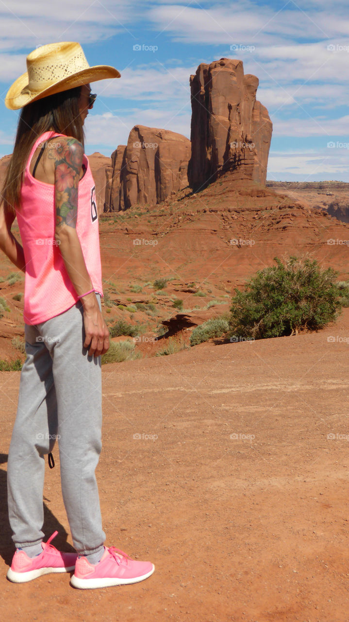 A Woman look the Monument valley tribal park,Utah