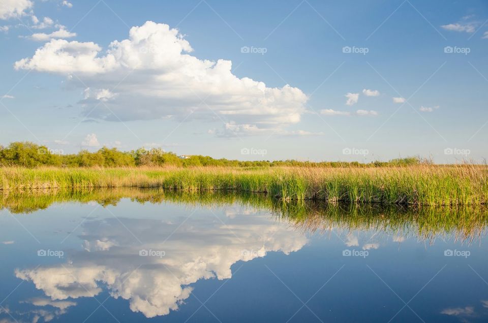Clouds reflection in the water