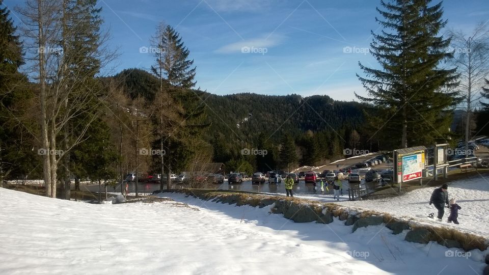 Ski resort with snow mountain