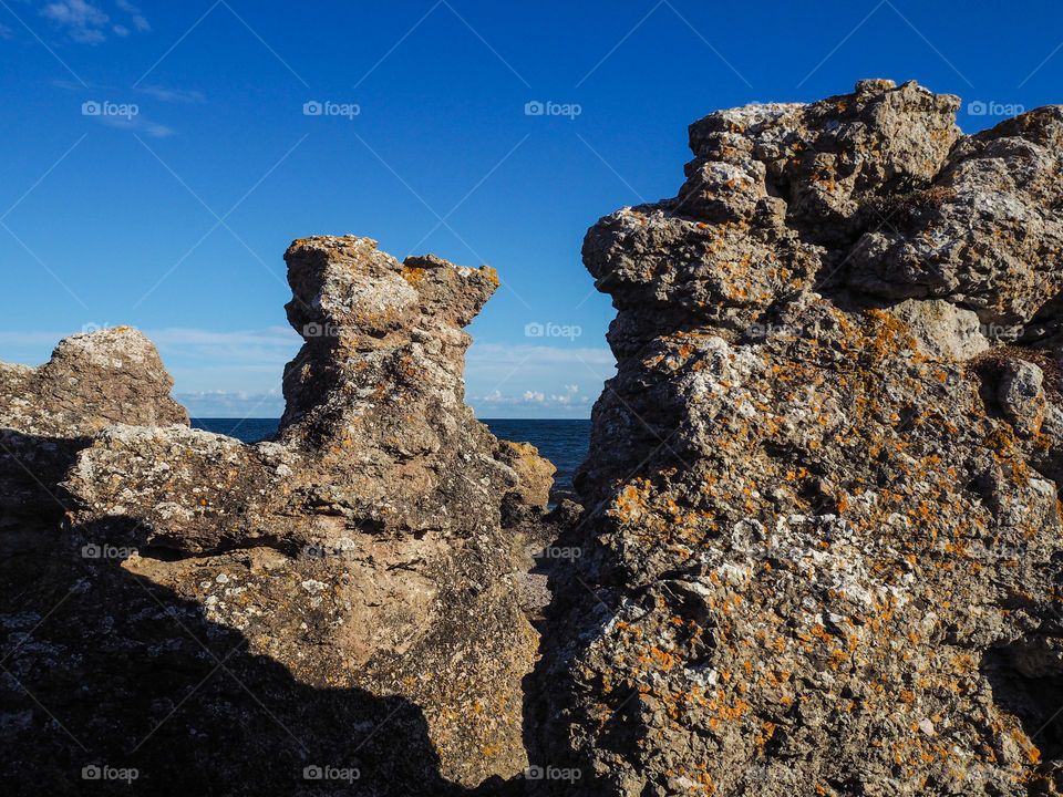 View of rock formation, Gotland, Sweden