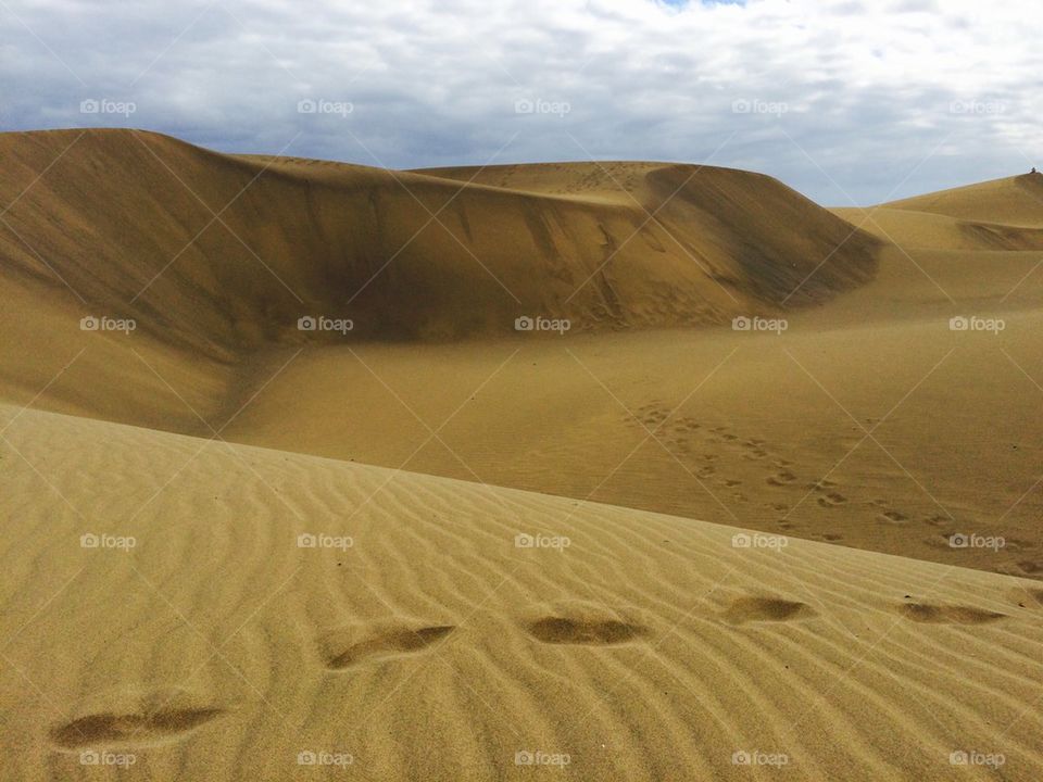 Footprints on sand dunes