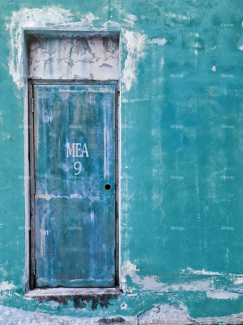 blue pastel door and wall plain background