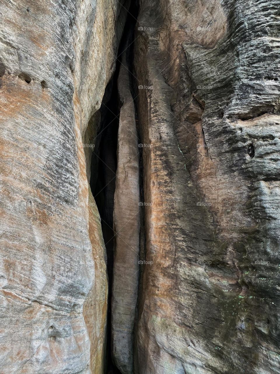 Stone structures in the rocks in nature park in Czech Republic, unique structures and textures 