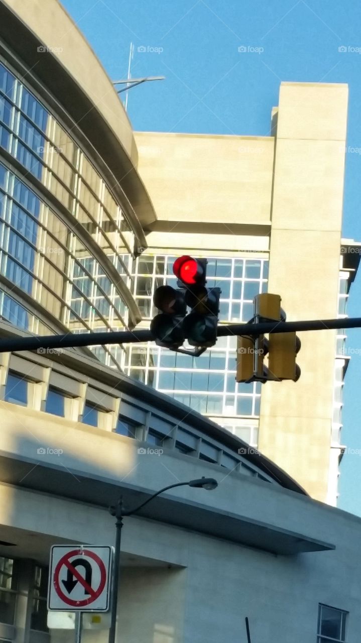 No going back. stoplight on way to work