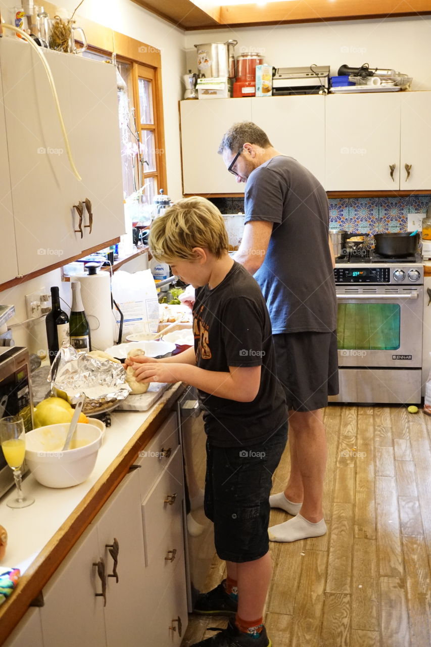 Family, Cooking, Indoors, Man, People