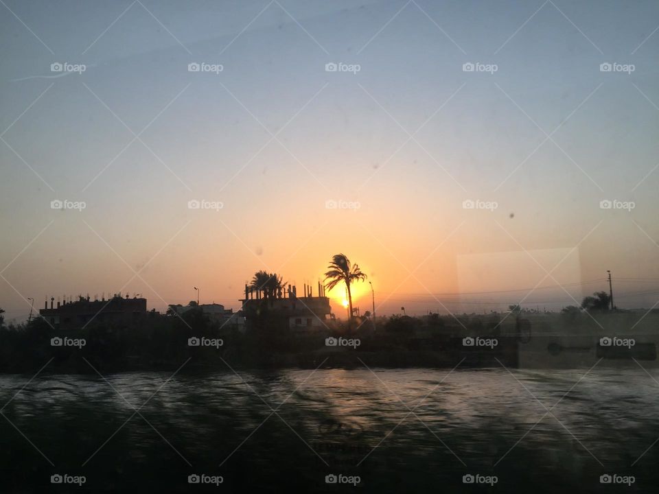 The view from the train window for the sunset 