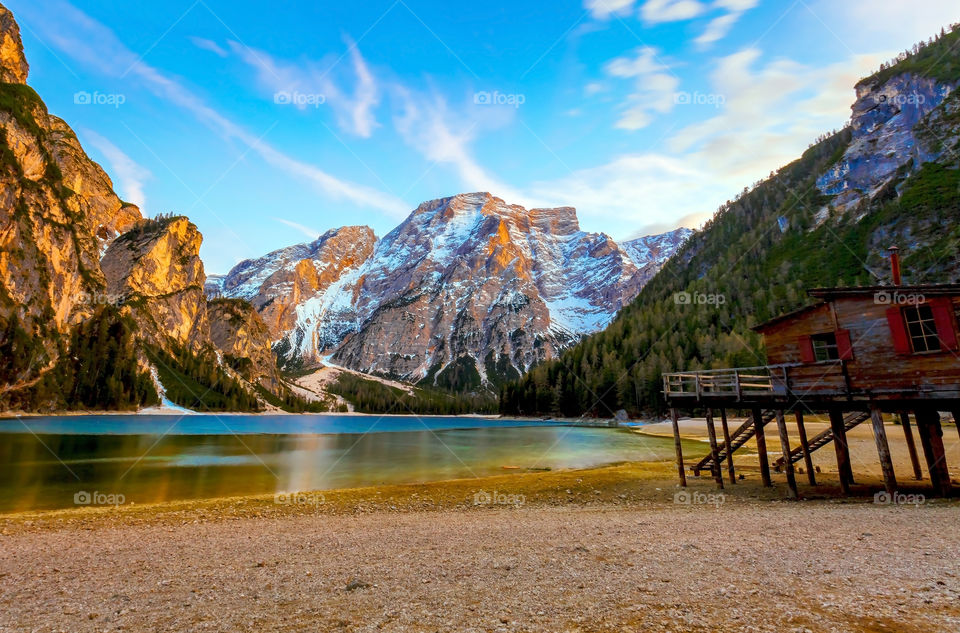 Lake Braies at sunset