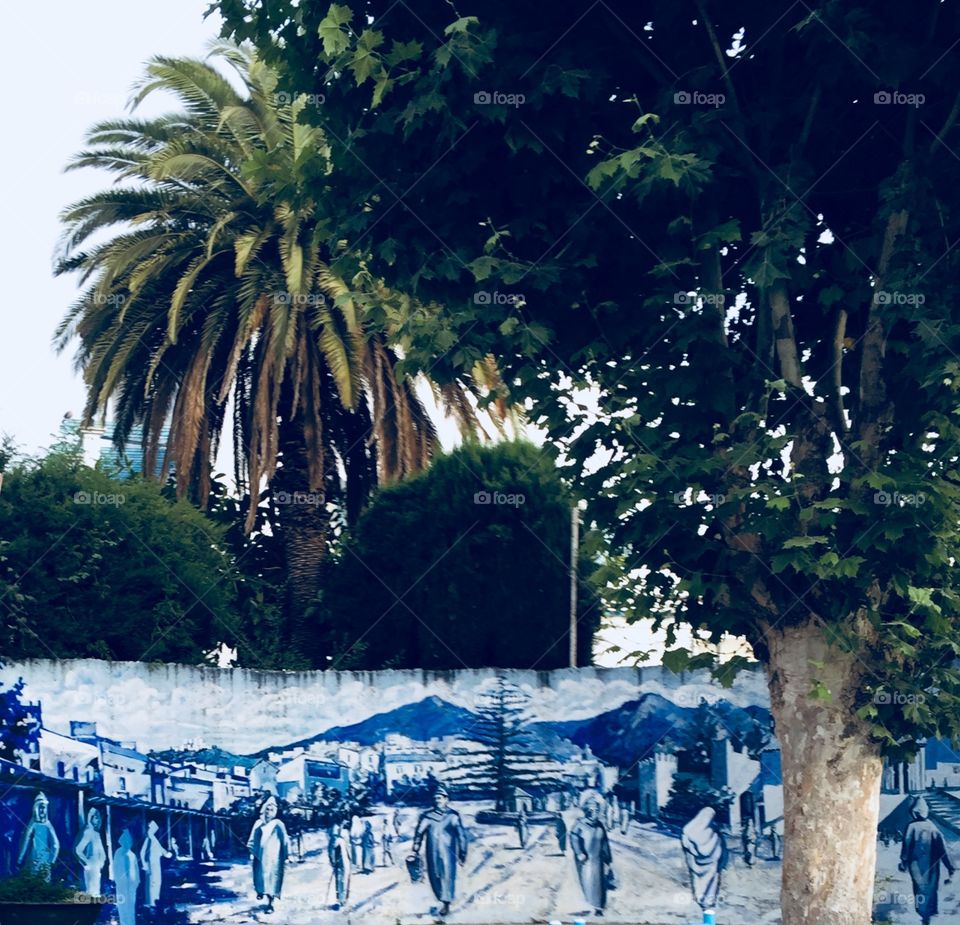 Drawing on the wall in Chefchaouen city, morocco