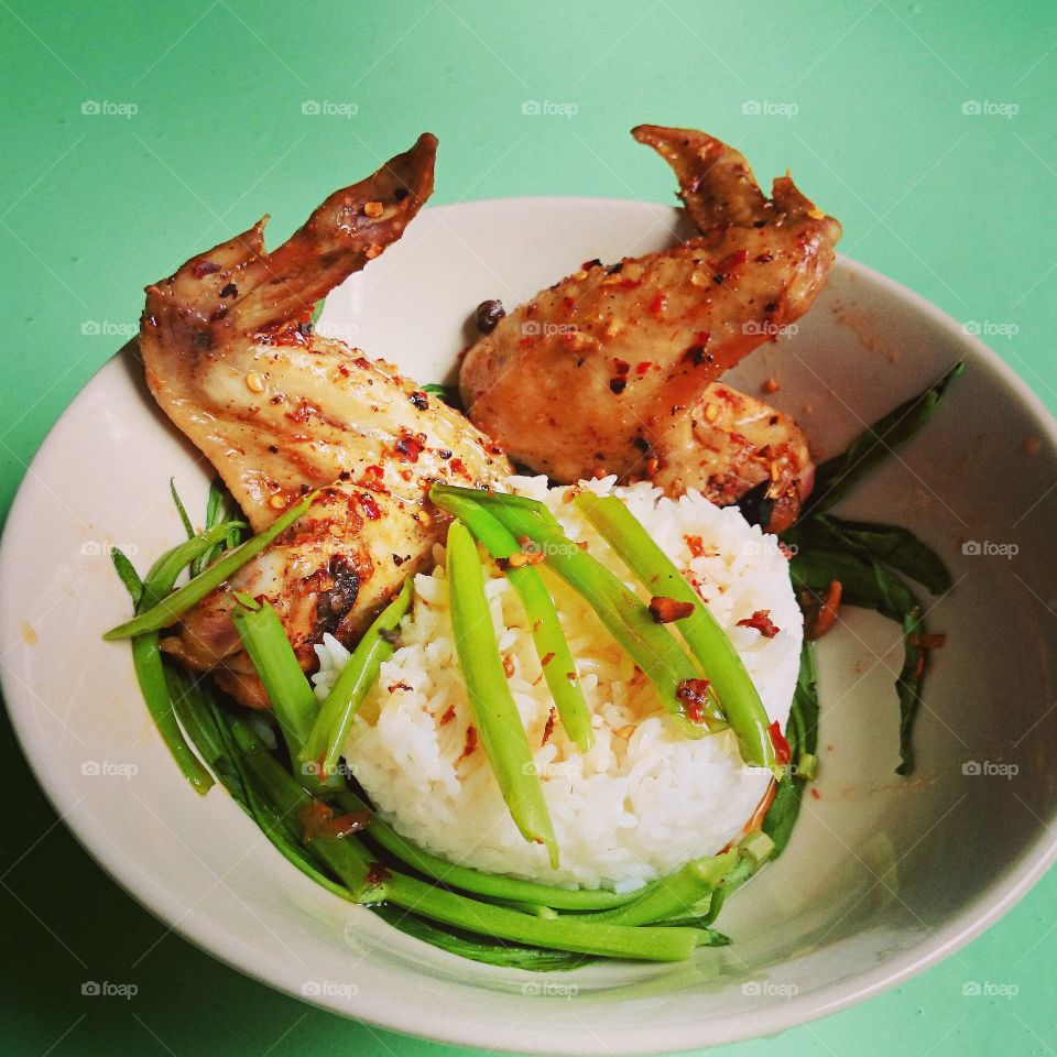 rice and chicken . rice and chicken 🍗, cooking, yummy 