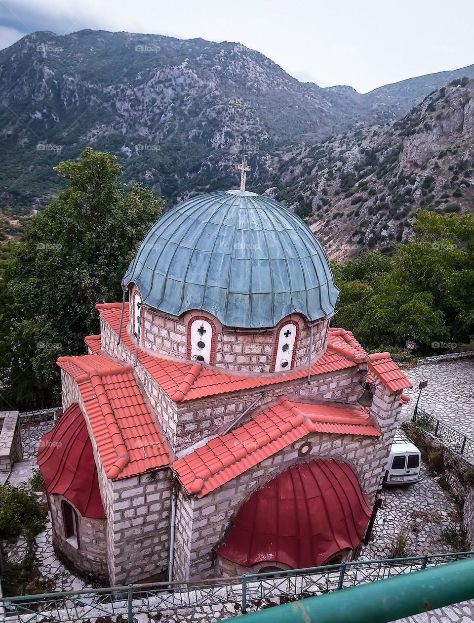 A tranditional old church up in the mountains