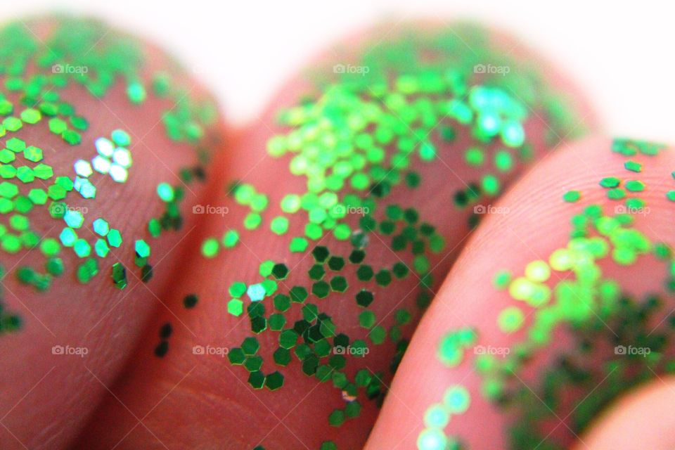 Green glitter closeup 